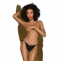 penthouse too hot to be real stringi czarne l/xl koronka sznurowanie