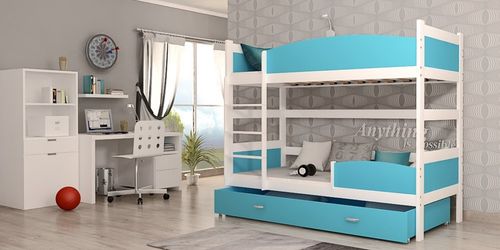 Łóżko TWIST 2 białe Kolor - Błękit na Arena.pl