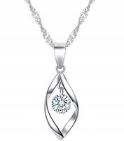 NASZYJNIK SREBRNY RODOWANY DAMSKI ŁAŃCUSZEK Z ZAWIESZKĄ CYRKONIA