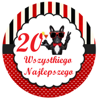 Opłatek na tort Urodziny Pies Piesek Whisky Drink Okazjonalny 18 30 40 50