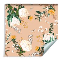 Tapeta Kolorowe Kwiaty w Stylu Vintage Retro do Jadalni