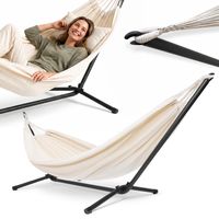 Zestaw hamakowy HyperMotion ze stelażem stalowym 200 x 150 cm beżowy