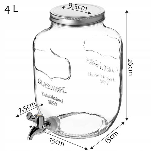 KADAX Słoik Z Kranikiem 4L Słój Na Lemoniadę Wodę na Arena.pl