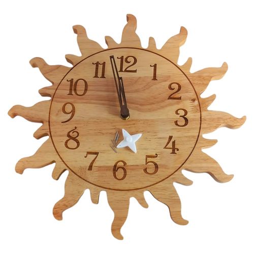 Zegar Ścienny Drewniany Słońce 33cm na Arena.pl