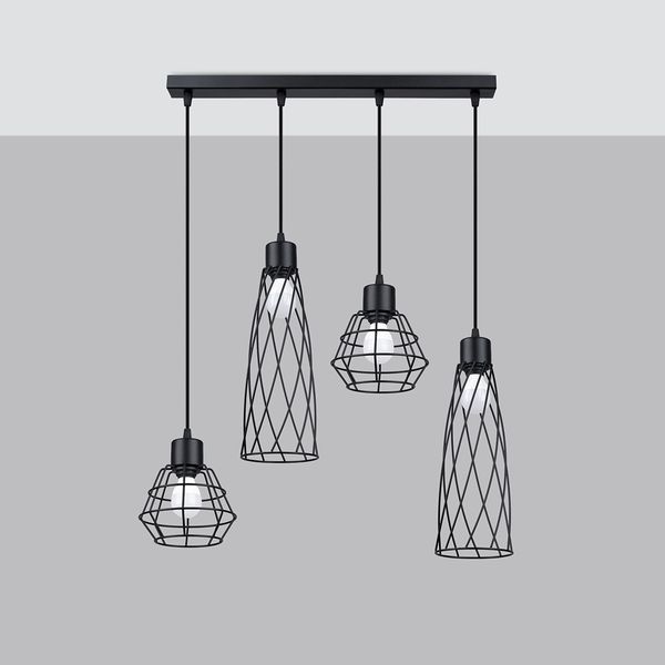 Lampa wisząca SUBA 4L czarna zdjęcie 2