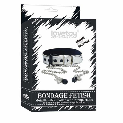 metallic silver collar with nipple clamp na Arena.pl