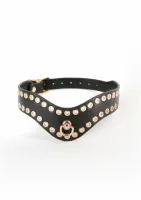 fetish & fashion kali collar czarny z ozdobnymi złotymi nitami, regulowany