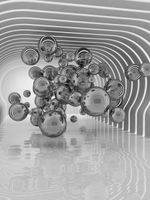 OBRAZ NEW ART NEURONY SREBRNE TUNEL ŚWIETLNY