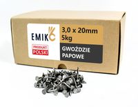 Gwoździe papowe papiaki 3,0x20mm Czarne Gładkie 5kg - 3x20mm
