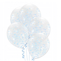 Przezroczyste transparentne balony z niebieskim konfetti, 30 cm 3 szt.