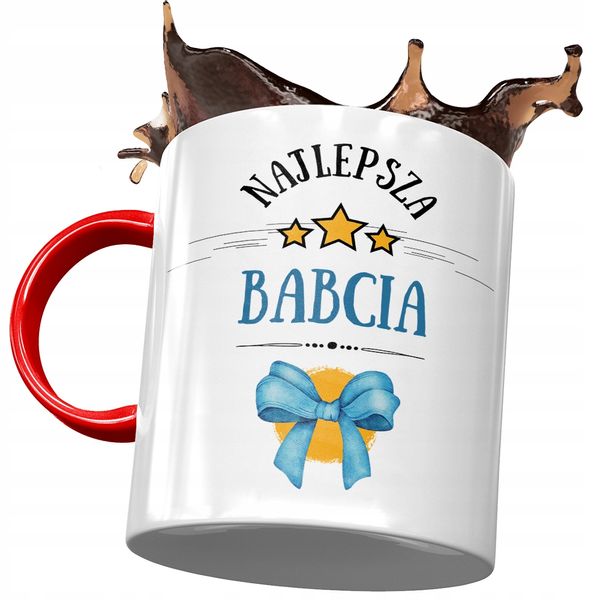 Kubek Czerwony Dla Babci Babuni Na Dzień Babci Z Nadrukiem Ze Zdjęciem zdjęcie 1