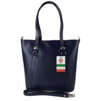Klasyczna Włoska torebka skórzana na ramię mieści A4 ,Vera Pelle , Granatowa MVN14BS