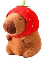 MASKOTKA KAPIBARA PLUSZAK KAPIBARA Z CZAPKĄ TRUSKAWKĄ KAPIBARA TRUSKAWKA