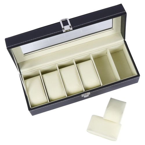 Pudełko Organizer Etui Pojemnik na Zegarki Czarne Przechowywania Zegarków na Arena.pl