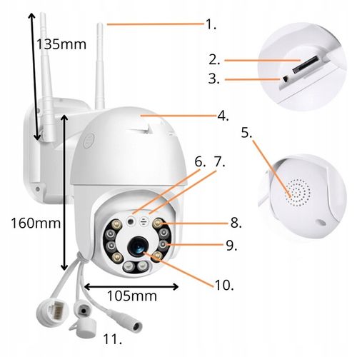 KAMERA WIFI IP SMART OBROTOWA FULL HD 2MP MONITORING 1080p ZOOM 4x DETEKCJA na Arena.pl
