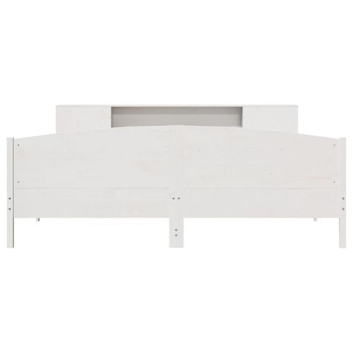 Łóżko z regałem, bez materaca, białe, 200x200 cm, sosnowe na Arena.pl