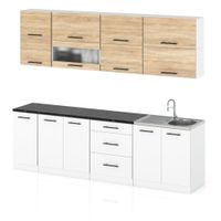 Meble Kuchenne Zestaw Robo Lux 2.6m Kuchnia Modułowa Dąb Sonoma Biały Mat