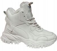 BUTY zimowe NA WYSOKIEJ PLATFORMIE sneakersy białe ocieplane r.37
