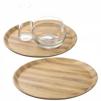 TACA KELNERSKA BAROWA OKRĄGŁA 35CM ANTYPOŚLIZGOWA WZÓR DREWNA