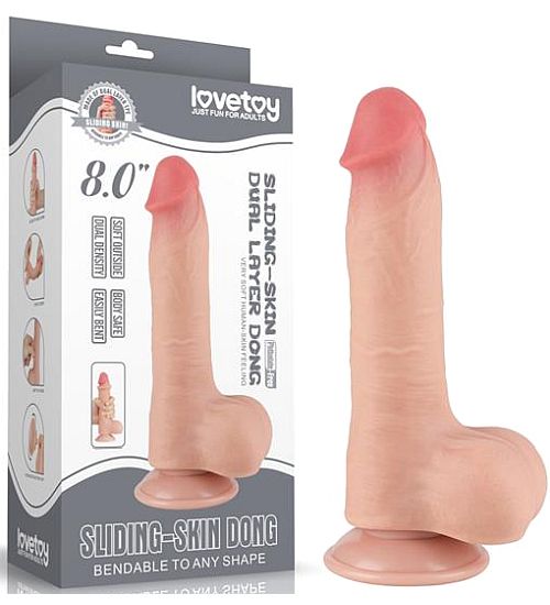 Dildo z jądrami i przesuwaną skórą zdjęcie 2