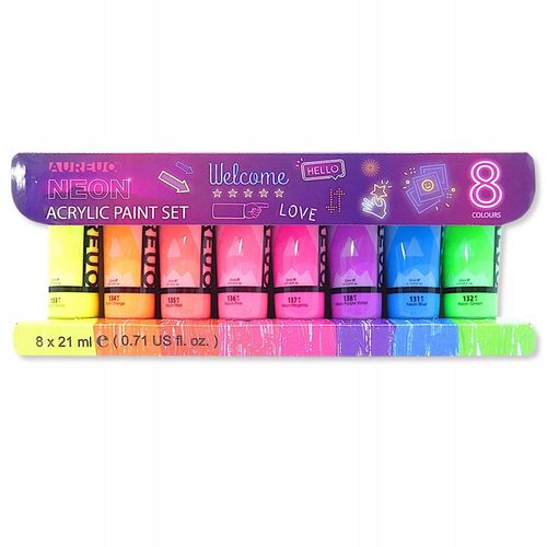 Farby Akrylowe NEONOWE Zestaw Farb Akrylowych Neonowych Farba NEO 8sztx21ml na Arena.pl