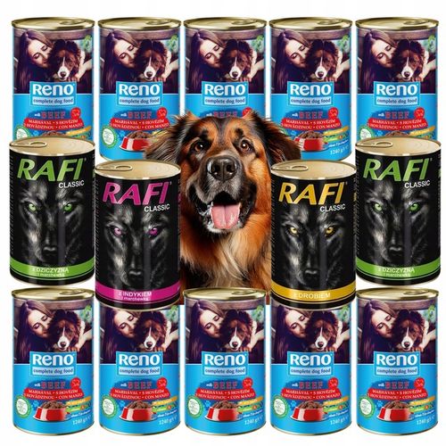 DOLINA NOTECI RAFI CLASSIC + RENO mokra karma PUSZKI DLA PSA MIX 14x1240G na Arena.pl