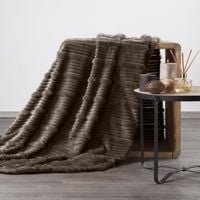 Koc 150x200 NINA c. brązowy flanelowy miękki ciepły i puszysty efekt 3D