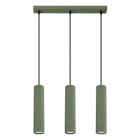 Lampa wisząca nowoczesna zielona oliwkowa 3 karbowane tuby nad wyspę Sollux
