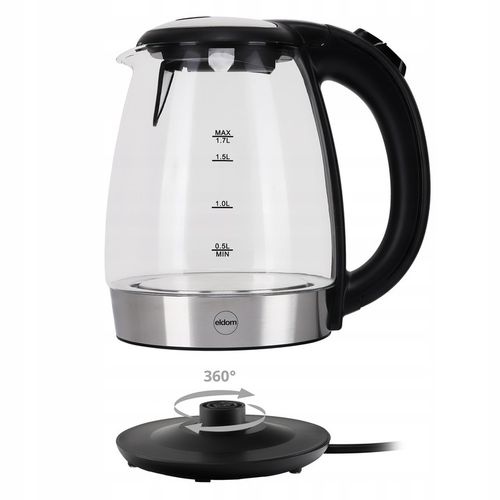 CZAJNIK ELEKTRYCZNY BEZPRZEWODOWY SZKLANY C415 ELDOM 2200 W 1,7 l na Arena.pl