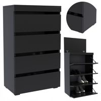 Szafka na buty FIGARO czarna 60cm regał obuwie garderoba schowek na