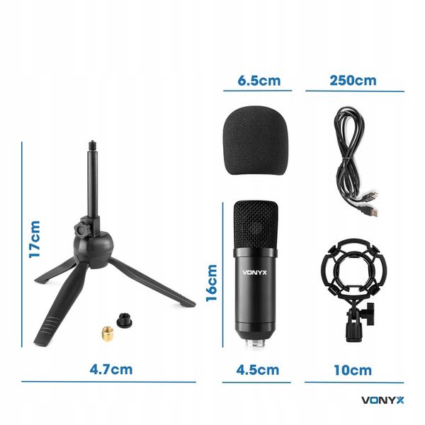 Mikrofon pojemnościowy USB STUDYJNY TRIPOD stołowy podcast YOUTUBE zdjęcie 4