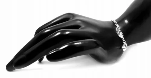 DAMSKA BRANSOLETKA SREBRNA SKRZYDŁO ANIOŁA SERDUSZKO SREBRO PRÓBY 925 B86 na Arena.pl