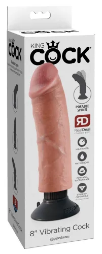 king cock model 20 cm jasny - wibrator z przyssawką, anatomiczny kształt na Arena.pl