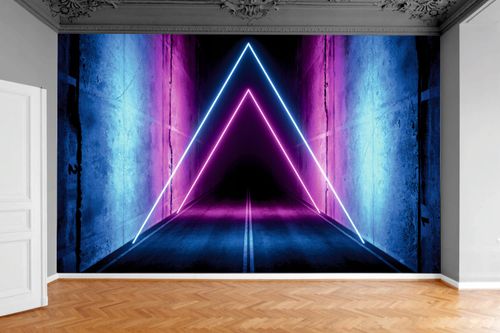 Fototapeta TUNEL NEONOWA DROGA BETONOWA CEGŁY na Arena.pl