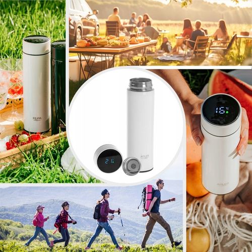 BIAŁY TERMOS KUBEK TERMICZNY NA KAWĘ HERBATĘ SMART LED DUŻY 500ml na Arena.pl