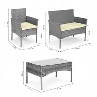 Komplet mebli ogrodowych z technorattanu ławka stolik krzesła szary MG