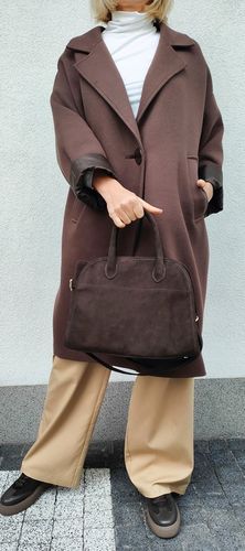 Torebka zamsz kuferek skóra naturalna brązowa czekoladowa espersso na Arena.pl