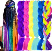 Zestaw Włosy syntetyczne kolorowe warkoczyki 6 sztuk sztuczne NEONOWE