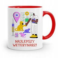 Kubek Czerwony Weterynarza Najlepszy Weterynarz! Z Nadrukiem Ze Zdjęciem