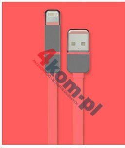 Płaski kabel USB-microUSB-Lightning Różowy na Arena.pl