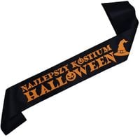 Najlepszy Kostium Halloween - czarna szarfa z pomarańczowym nadrukiem