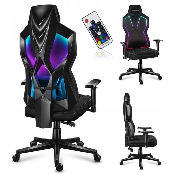 STYLOWY Fotel Gamingowy HUZARO Combat 6.2 Black z Oświetleniem RGB LED zdjęcie 1
