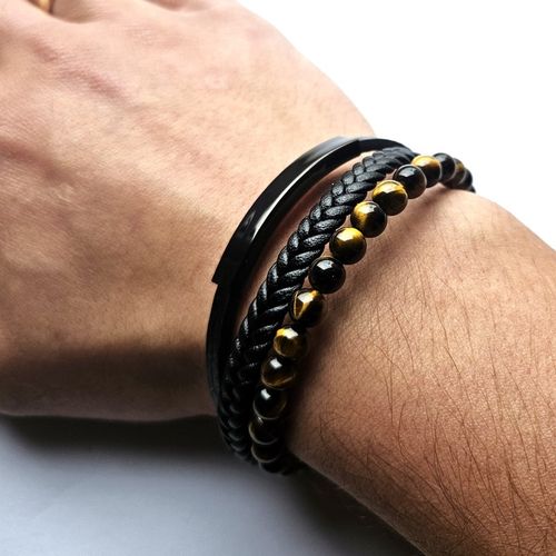 Bransoletka męska REGULOWANA 20-23CM TYGRYSIE OKO SKÓRA JAKOŚĆ VERSATILE na Arena.pl
