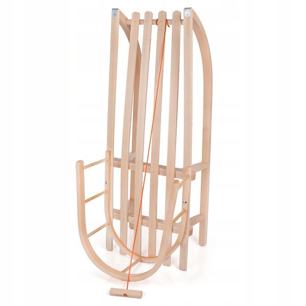 Sanki drewniane z oparciem + sznurek z uchwytem do ciągnięcia zdjęcie 3