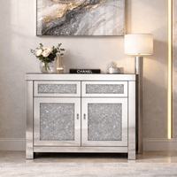 Komoda glamour szklana lustrzana z kryształkami Premium 80×80×40 cm