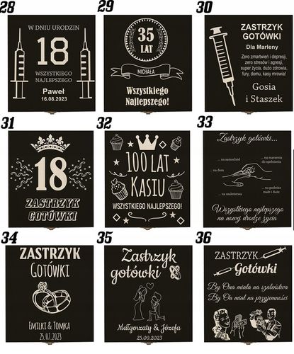 Zastrzyk gotówki prezent na urodziny 18 30 40 50 60 śmieszny pudełko grawer na Arena.pl