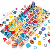 MONTESSORI TRENING MÓZGU PUZZLE RYBKI CYFRY LITERY EDUKACJA NAUKA MYŚLENIE