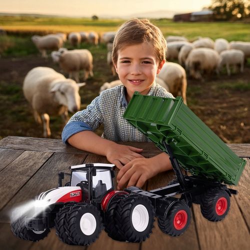 TRAKTOR ZDALNIE STEROWANY DUŻY Z PRZYCZEPĄ RC CIĄGNIK 42cm ładowanie USB na Arena.pl