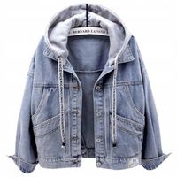 Kurtka damska dżinsowa jeansowa bluza rozpinana z kapturem jesienna stylowa
