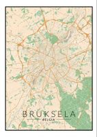 Bruksela mapa kolorowa - plakat 60x80 cm